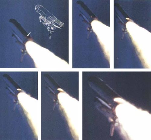 Stills of the 1986 Challenger disaster